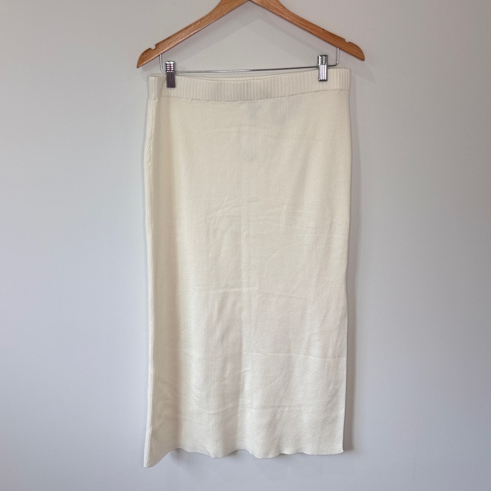 Divided White Jersey Side Slit Women's Maxi Skirt (L)